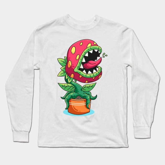 Flytrap Hand Drawn Long Sleeve T-Shirt by Mako Design 